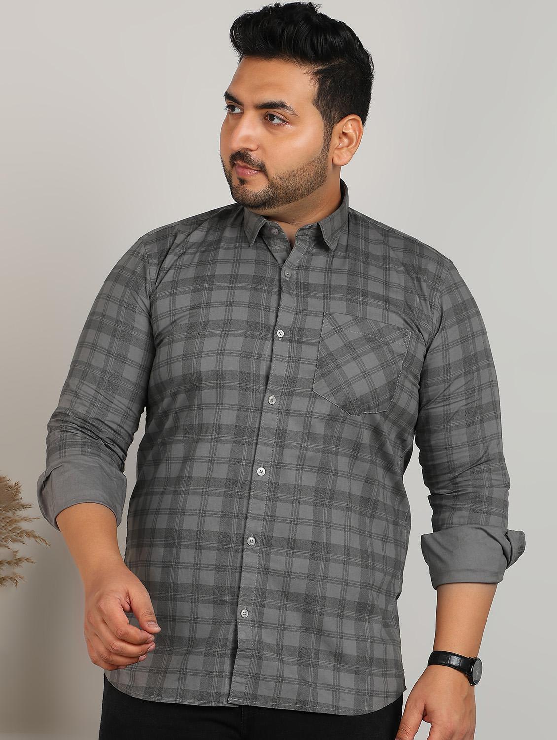 men plus size checkered long sleeve regular fit casual shirt - 21956191 - Standard Image - 1