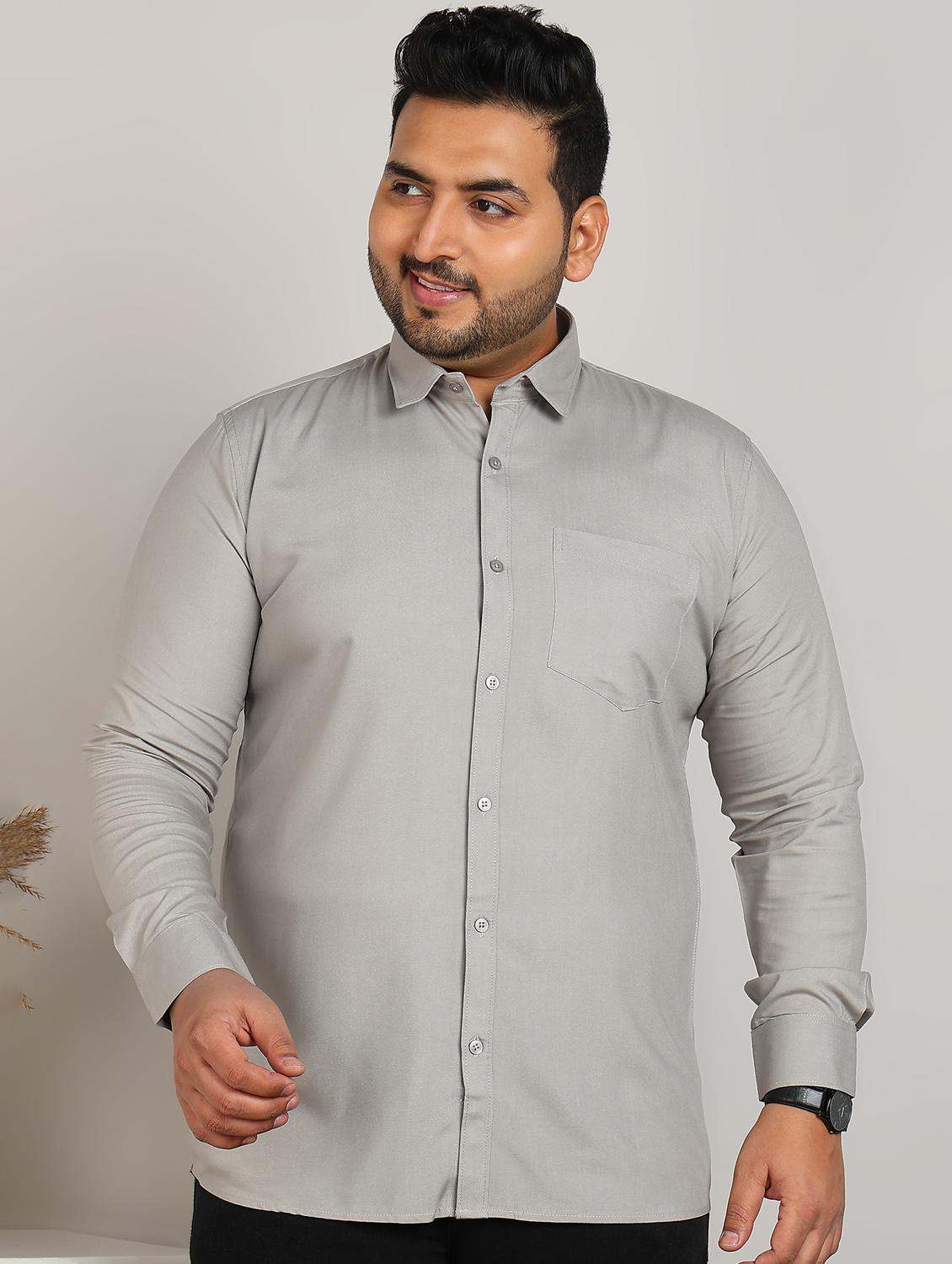 men plus size solid long sleeve regular fit casual shirt - 21956194 -  Standard Image - 1