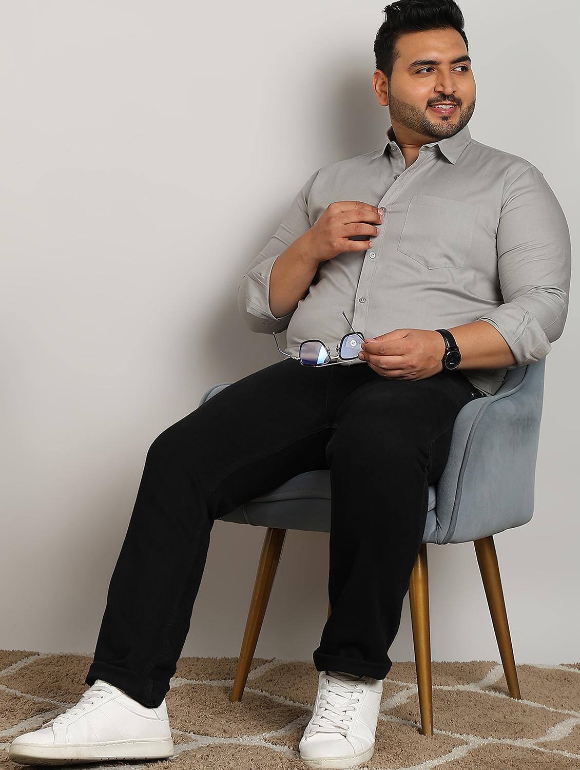 men plus size solid long sleeve regular fit casual shirt - 21956194 - Standard Image - 4