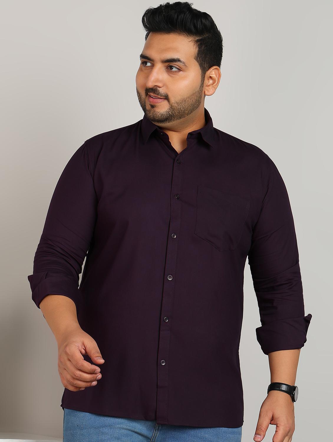 men plus size solid long sleeve regular fit casual shirt - 21956195 -  Standard Image - 1