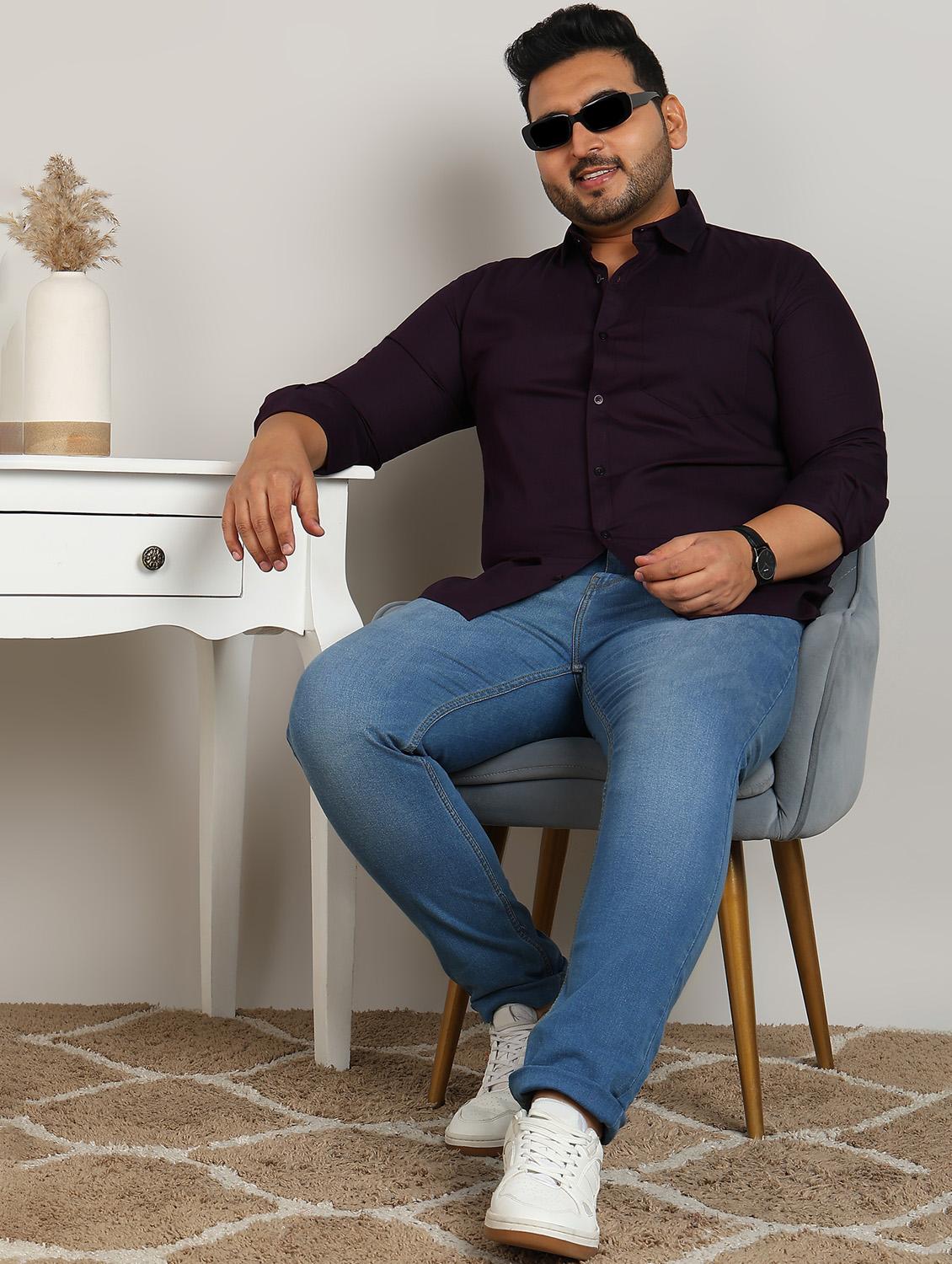 men plus size solid long sleeve regular fit casual shirt - 21956195 - Standard Image - 4