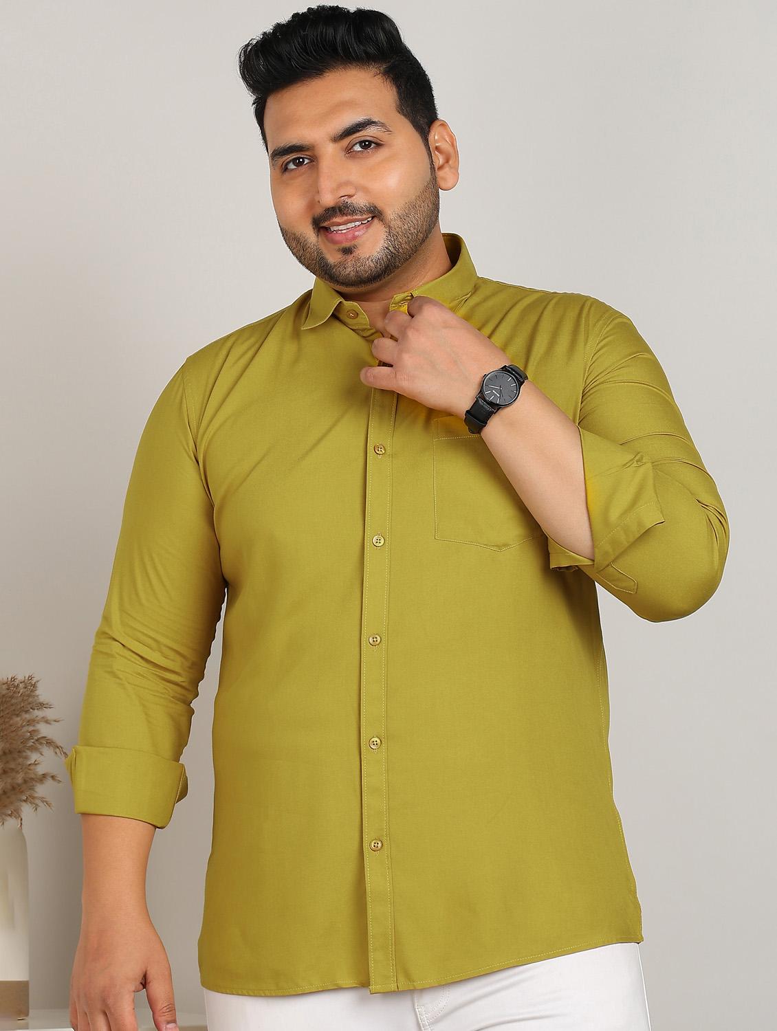 men plus size solid long sleeve regular fit casual shirt - 21956196 - Standard Image - 1