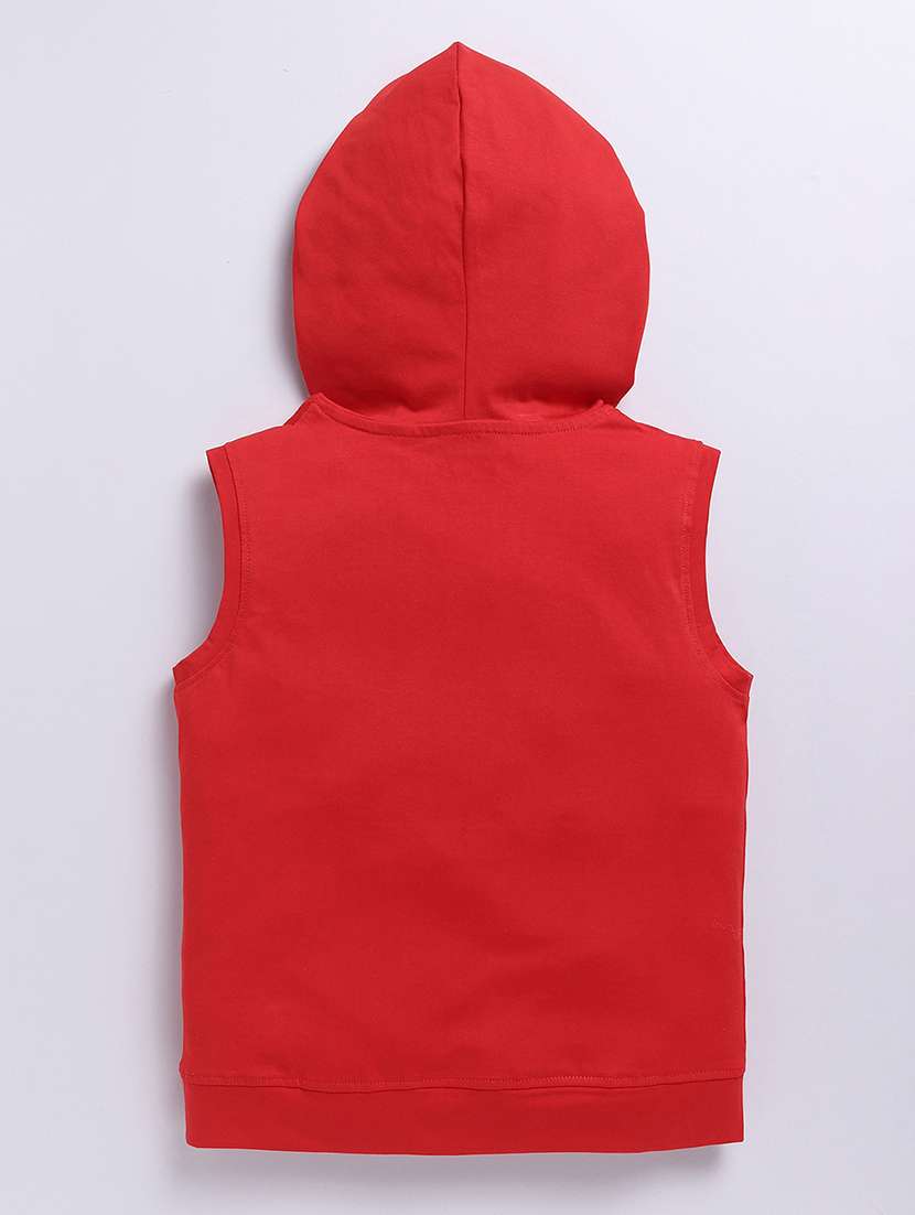 boys printed sleeveless regular fit hooded t-shirt - 21956210 -  Standard Image - 1