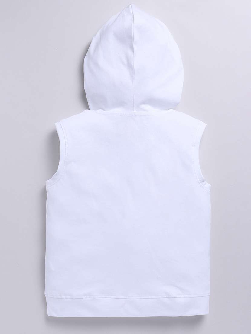 boys printed sleeveless regular fit hooded t-shirt - 21956215 -  Standard Image - 1