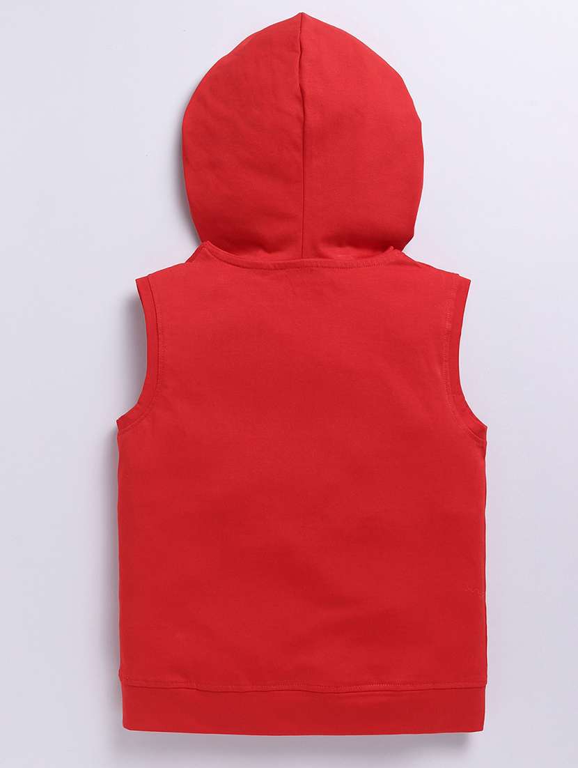 boys printed sleeveless regular fit hooded t-shirt - 21956216 -  Standard Image - 1