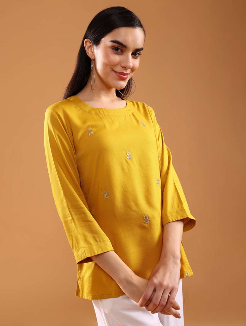 women embroidered three quarter sleeve kurti - 21956248 -  Standard Image - 1