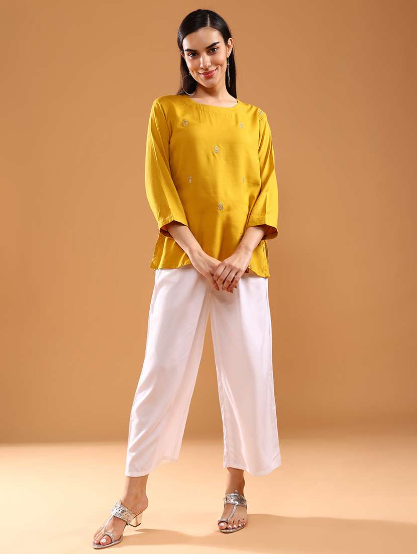 women embroidered three quarter sleeve kurti - 21956248 -  Standard Image - 4