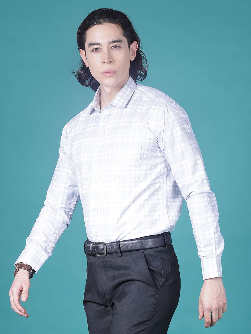 men checkered collared long sleeve formal shirt - 21956250 -  Standard Image - 1