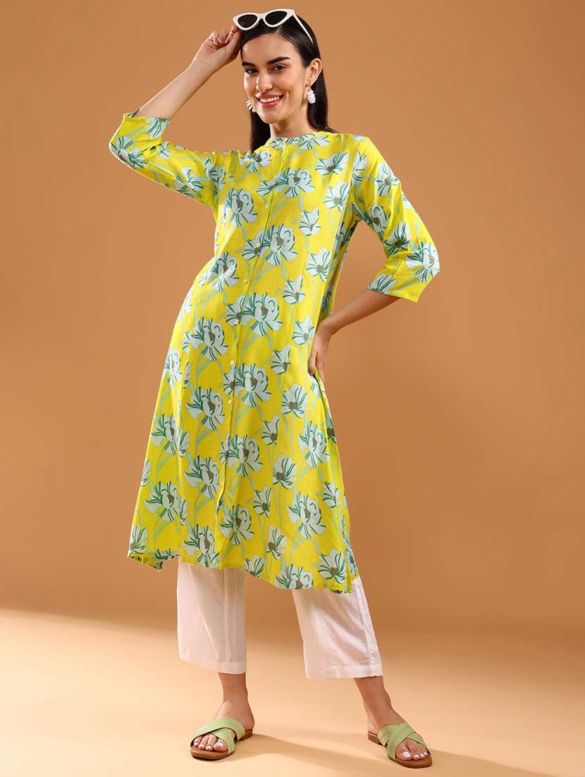 women three quarter sleeve straight kurta