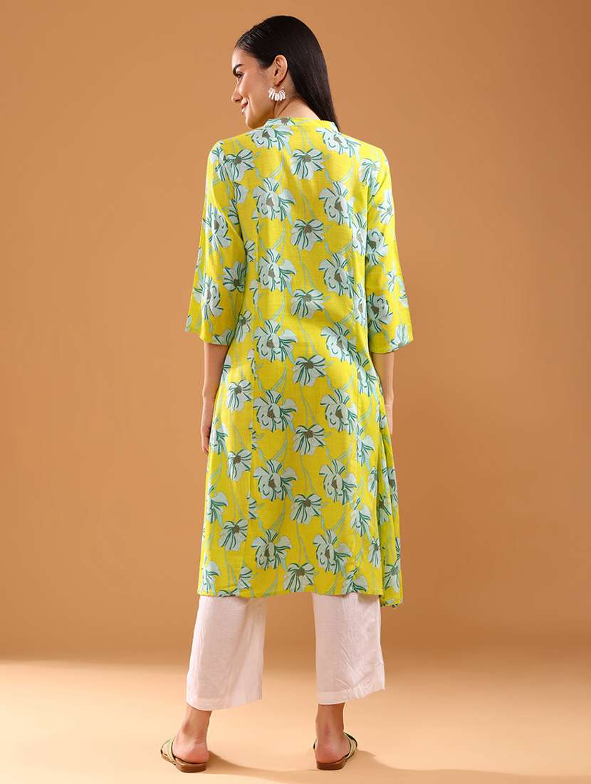 women three quarter sleeve straight kurta - 21956318 -  Standard Image - 4