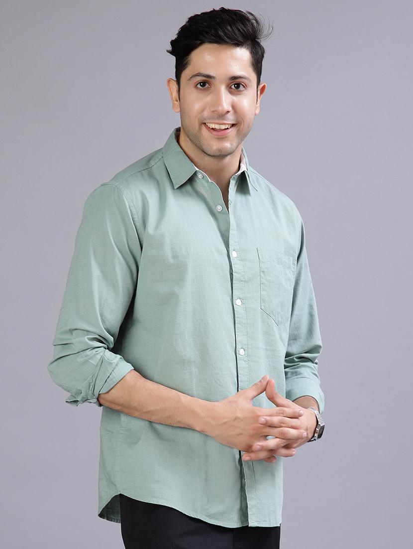 men solid collared long sleeve shirt - 21956329 - Standard Image - 1