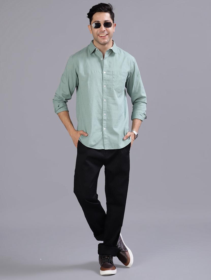 men solid collared long sleeve shirt - 21956329 - Standard Image - 4