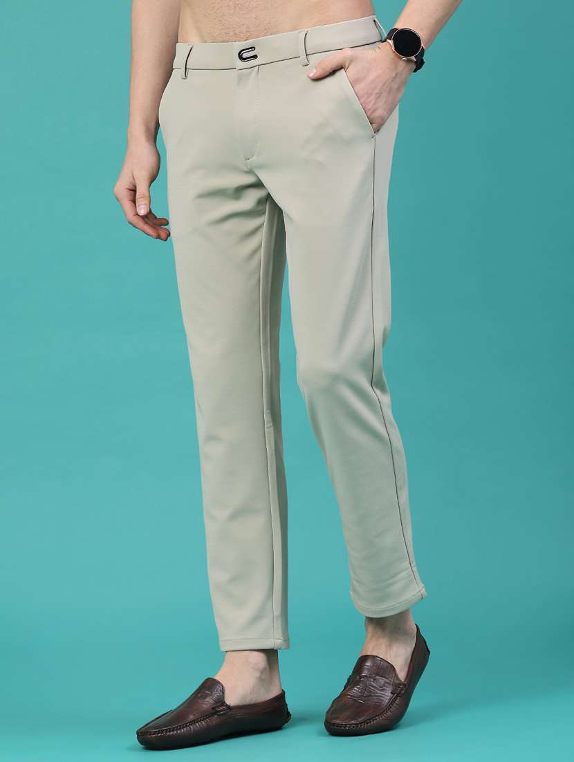 men solid mid rise chinos casual trouser - 21956331 -  Standard Image - 1