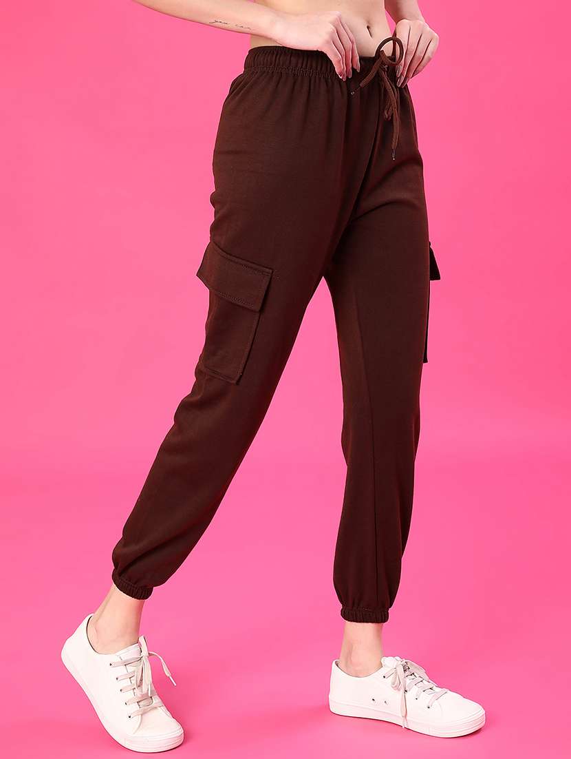 women solid mid rise cargo jogger - 21956332 -  Standard Image - 1
