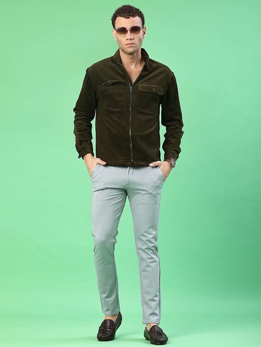 men solid collared long sleeve shacket - 21956361 -  Standard Image - 4