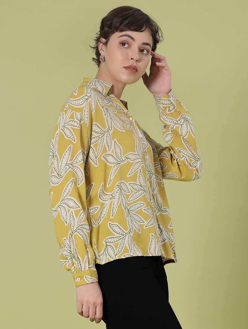 women printed collared long sleeve shirt - 21956363 -  Standard Image - 1