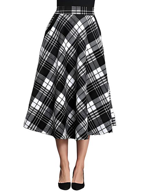 women checkered mid rise flared skirt - 21956434 -  Standard Image - 0