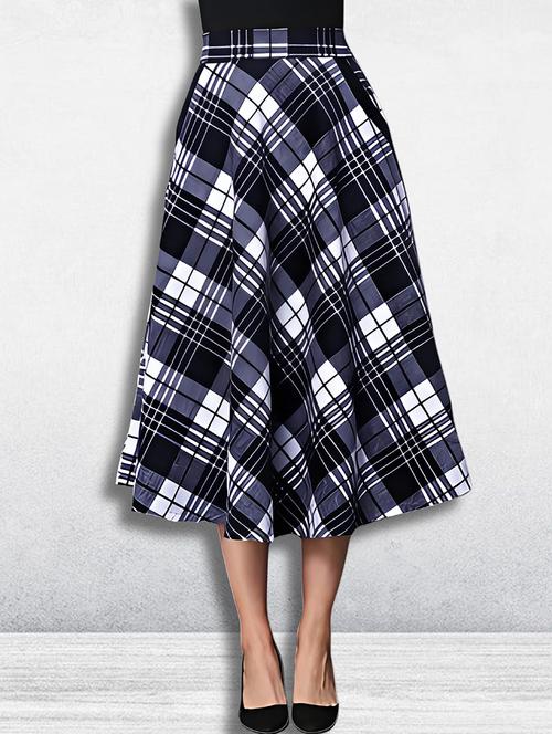 women checkered mid rise flared skirt - 21956442 -  Standard Image - 0