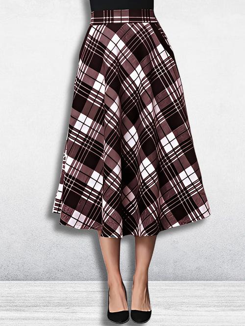 women checkered mid rise flared skirt - 21956445 -  Standard Image - 0