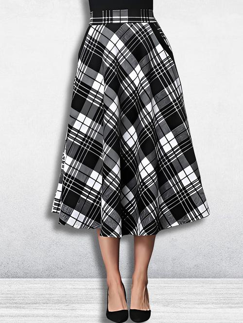 women checkered mid rise flared skirt - 21956446 -  Standard Image - 0
