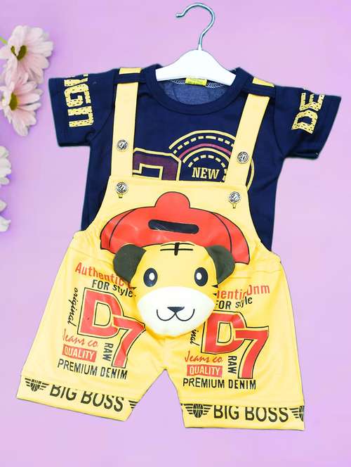 kids printed t-shirt with dungree set