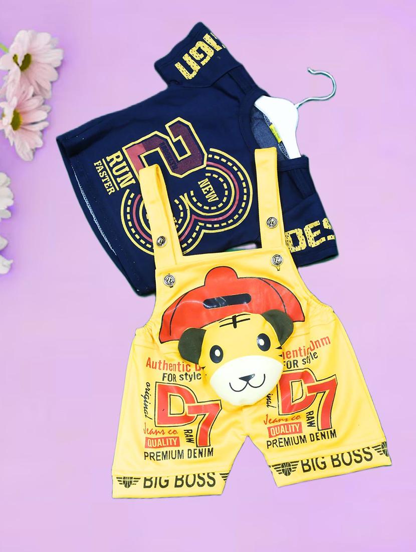 kids printed t-shirt with dungree set - 21956459 -  Standard Image - 1