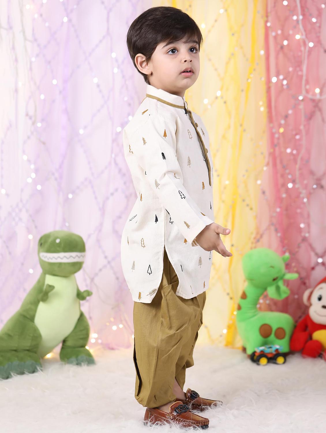 boys embroidered kurta and dhoti set - 21956480 - Standard Image - 1