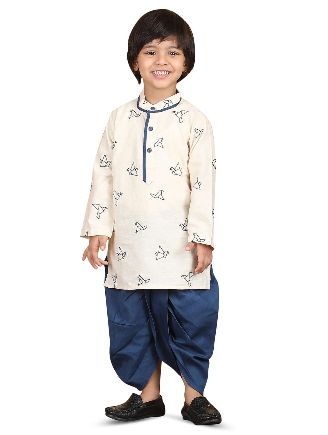 boys embroidered kurta and dhoti set 