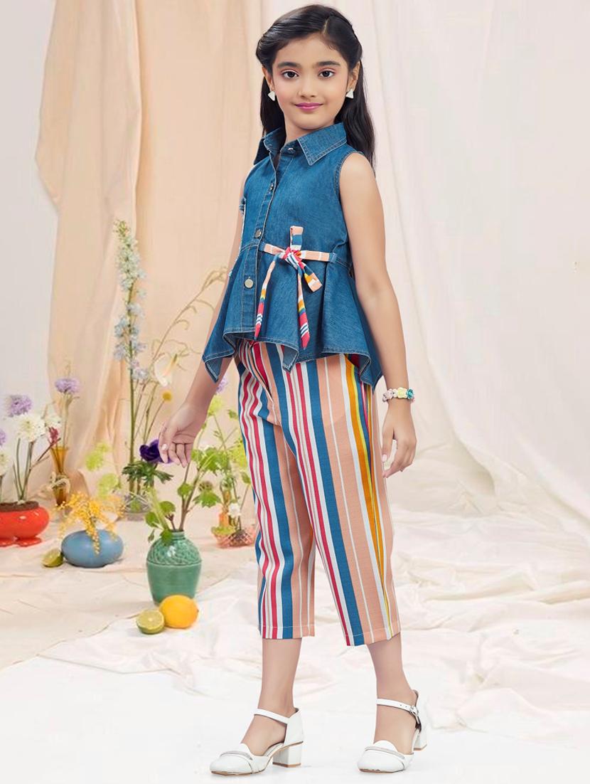 girls striped sleeveless capri set - 21956486 - Standard Image - 1