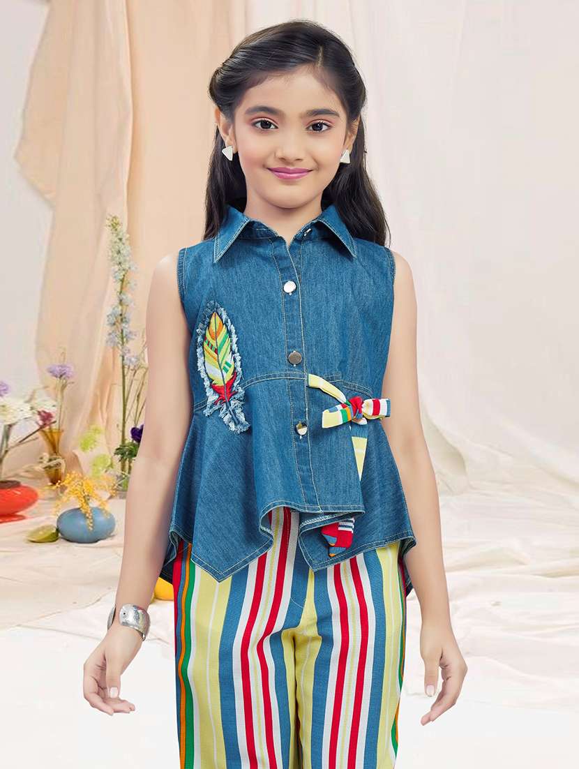 girls striped sleeveless capri set 