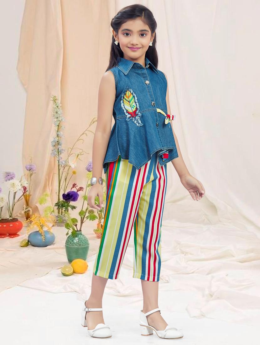 girls striped sleeveless capri set - 21956487 - Standard Image - 1