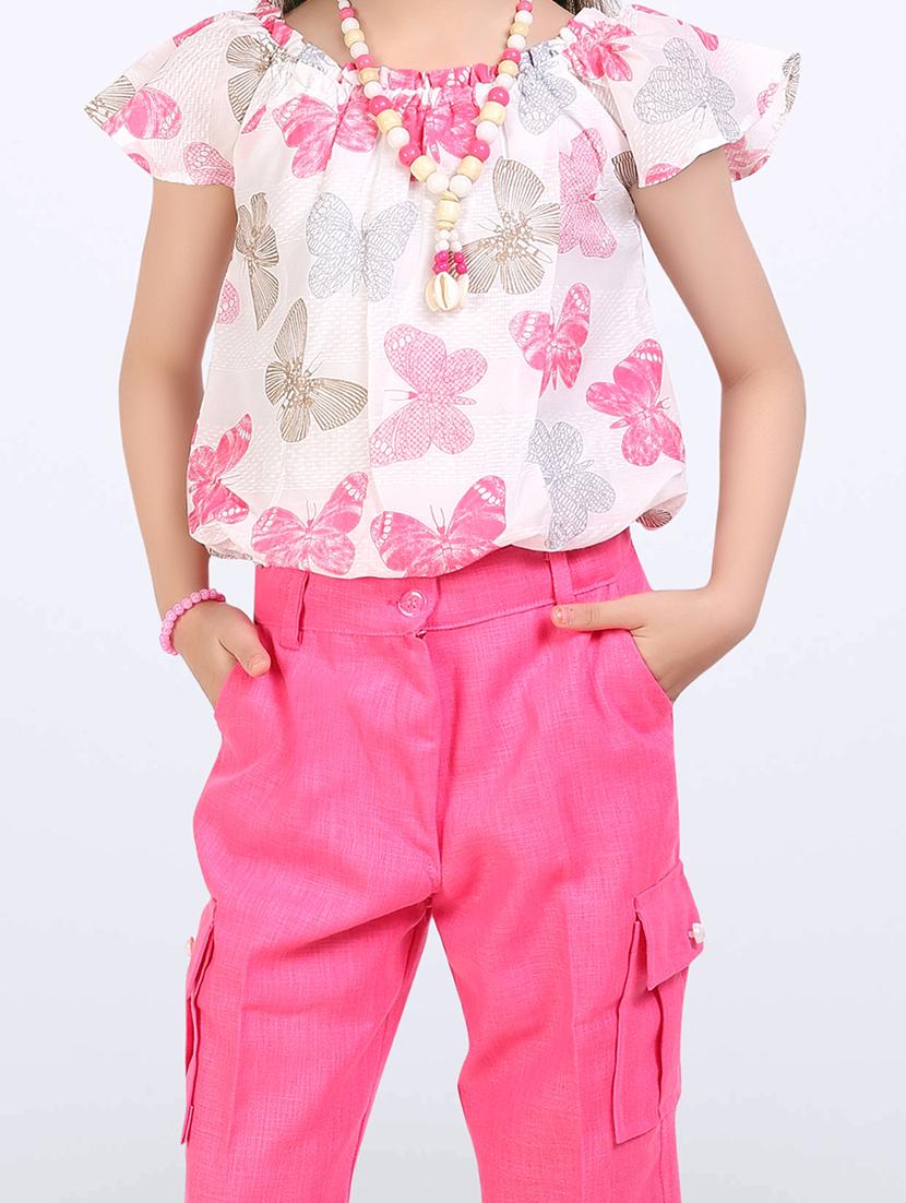 girls pink printed trouser and top set - 21956491 - Standard Image - 4