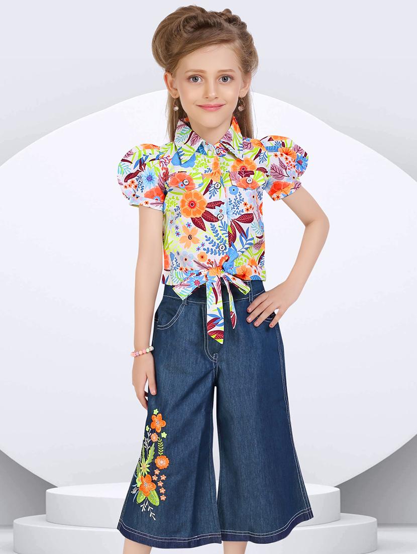 girls floral printed trouser and top set  - 21956496 -  Standard Image - 1