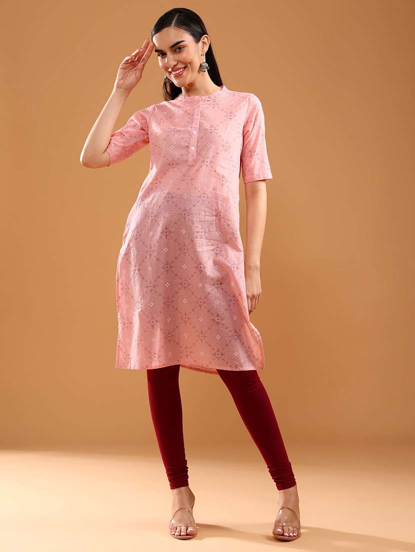 women three quarter sleeve straight kurta