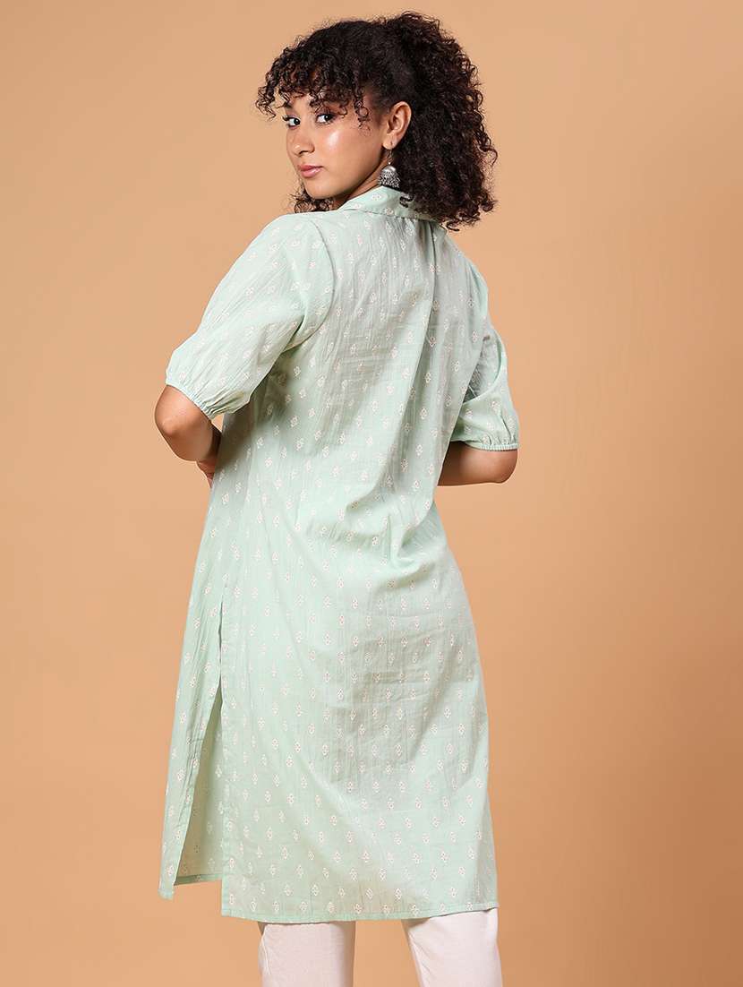 women printed three quarter sleeve straight kurta - 21956534 - Standard Image - 4