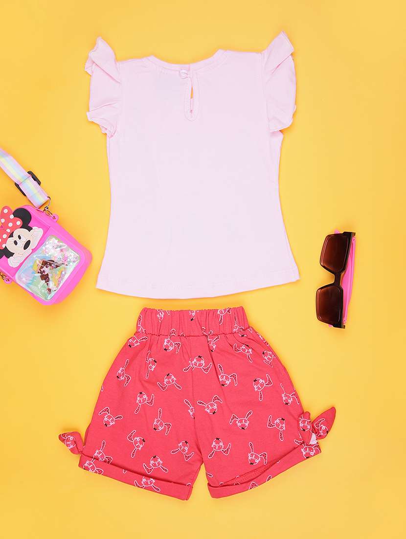 girls printed t-shirt & shorts twin sets  - 21956557 -  Standard Image - 1