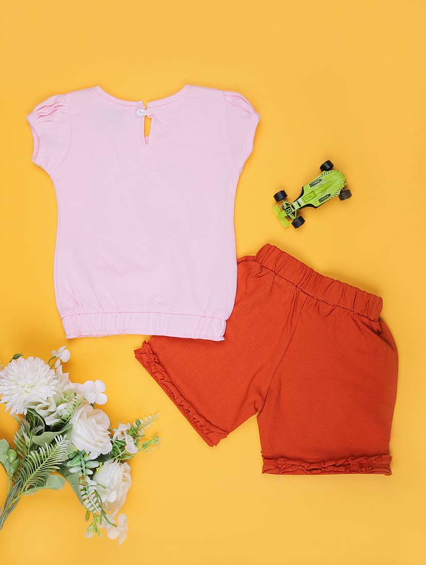 girls printed t-shirt & shorts twin sets  - 21956560 -  Standard Image - 1