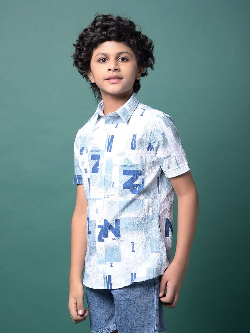 boys printed collared short sleeve shirt - 21956685 -  Standard Image - 1