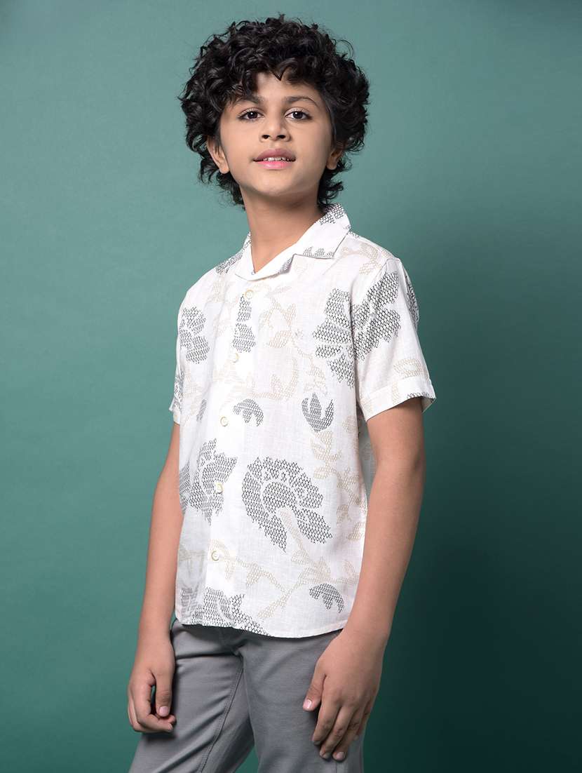boys printed cuban collared short sleeve shirt - 21956688 -  Standard Image - 1