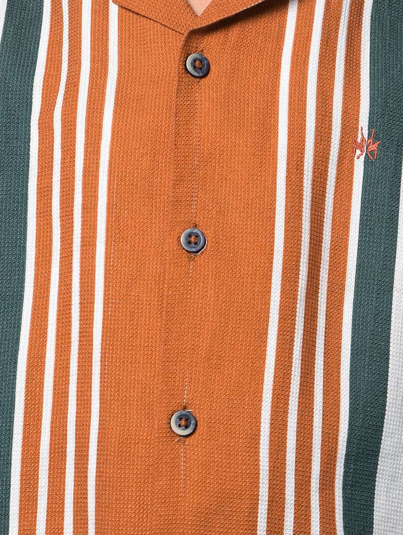 boys striped cuban collared short sleeve shirt - 21956695 -  Standard Image - 4