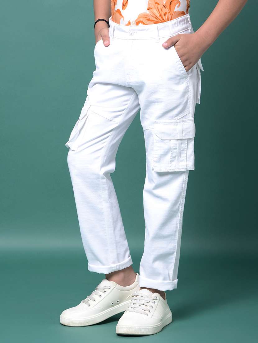 boys solid mid rise relaxed fit cargo  - 21956742 -  Standard Image - 1