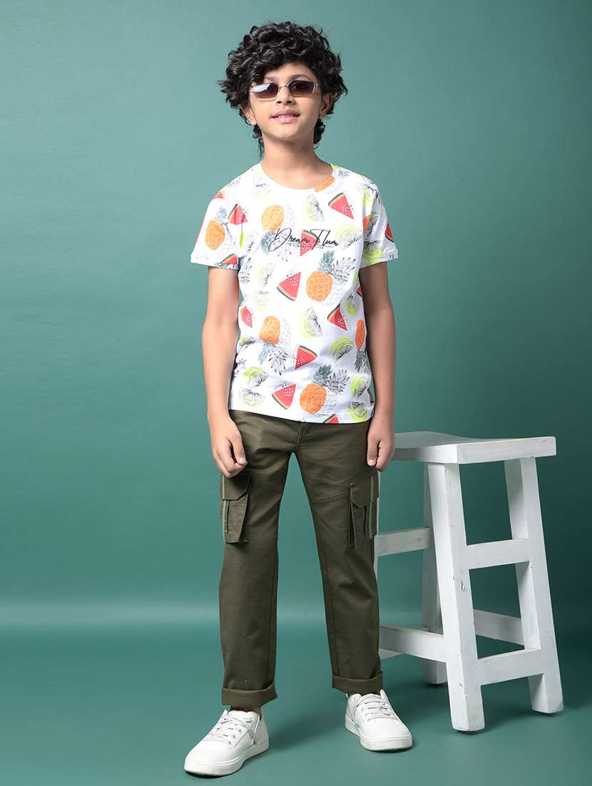 boys solid mid rise relaxed fit cargo  - 21956744 -  Standard Image - 6