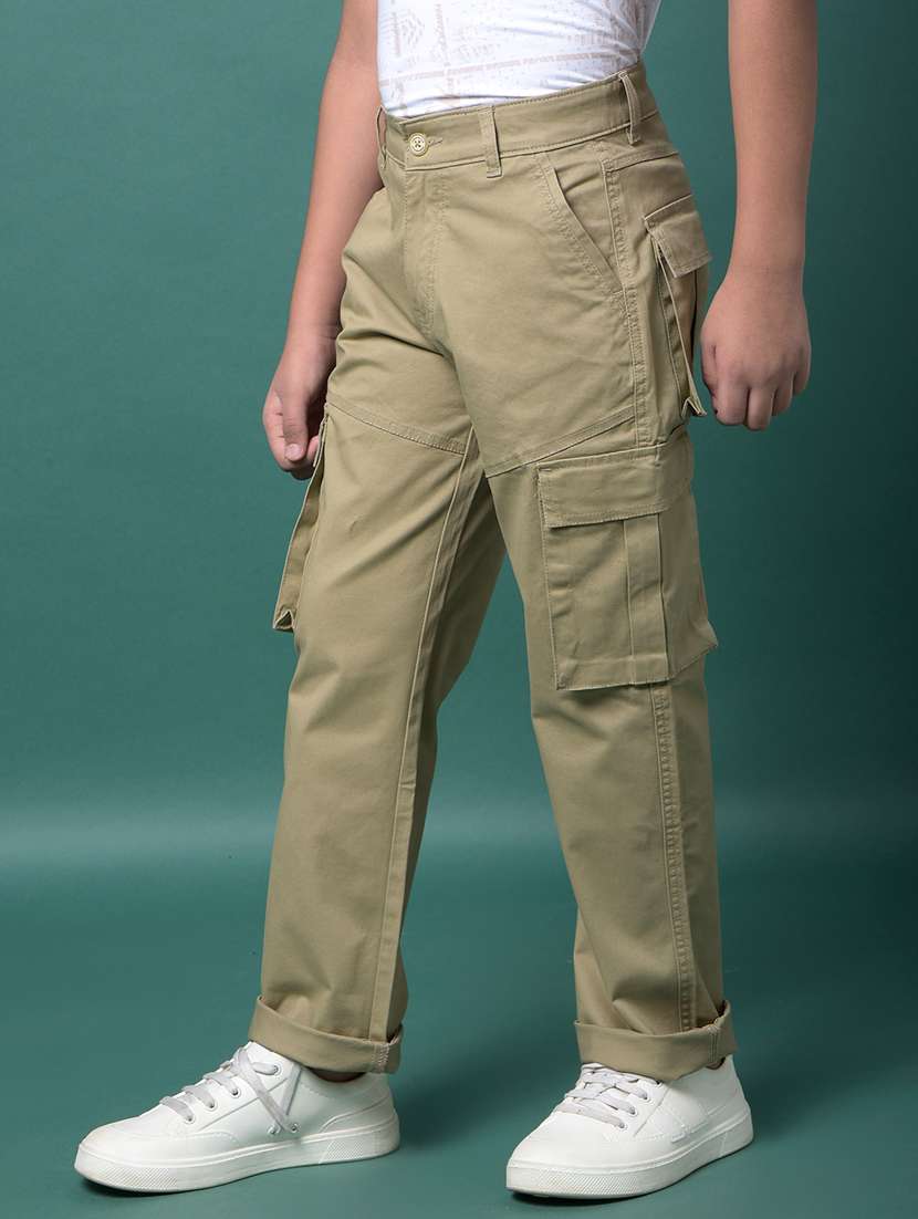 boys solid mid rise relaxed fit cargo  - 21956747 -  Standard Image - 1