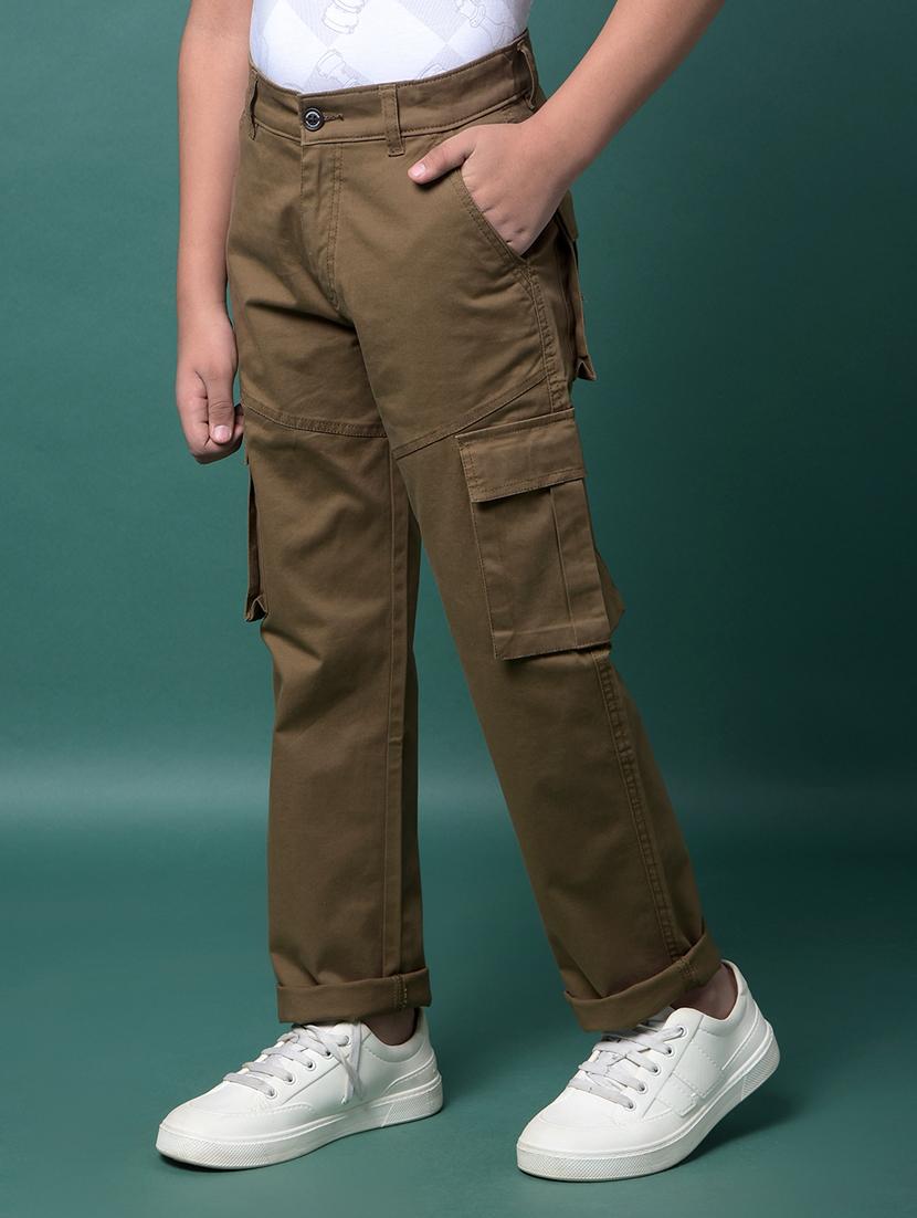 boys solid mid rise relaxed fit cargo - 21956748 - Standard Image - 1