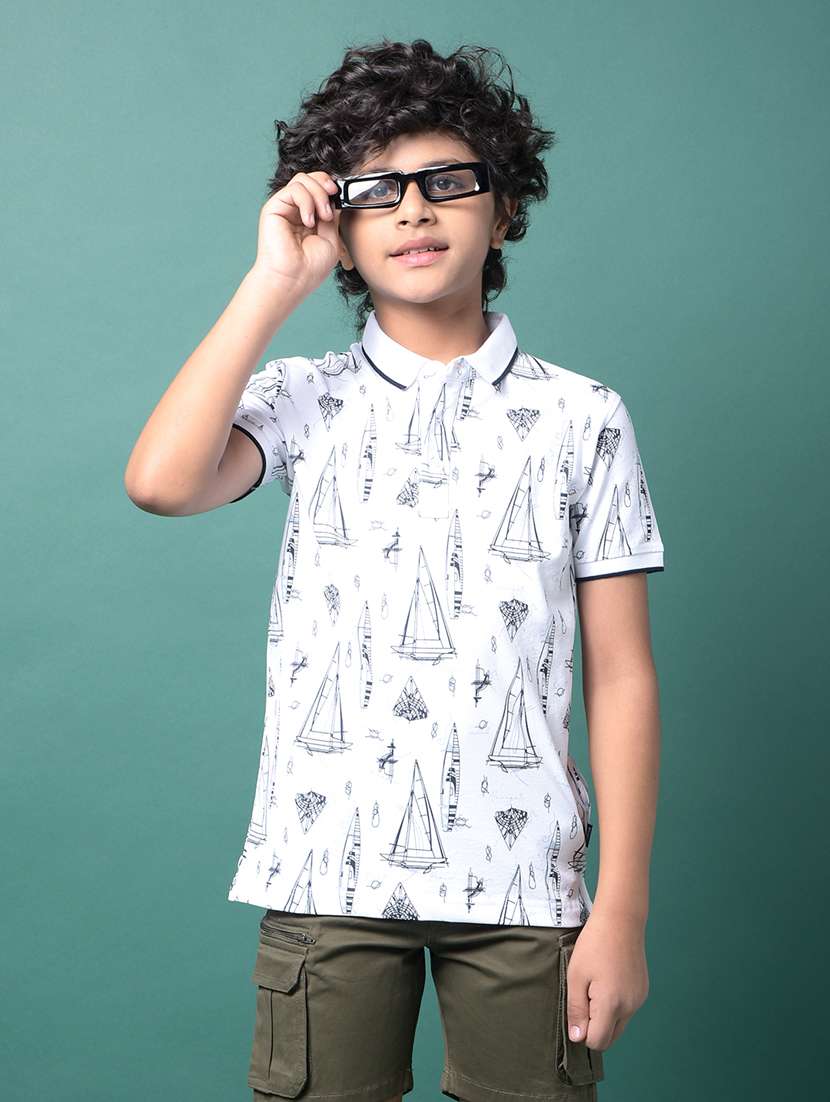 boys printed short sleeve regular fit polo t-shirt