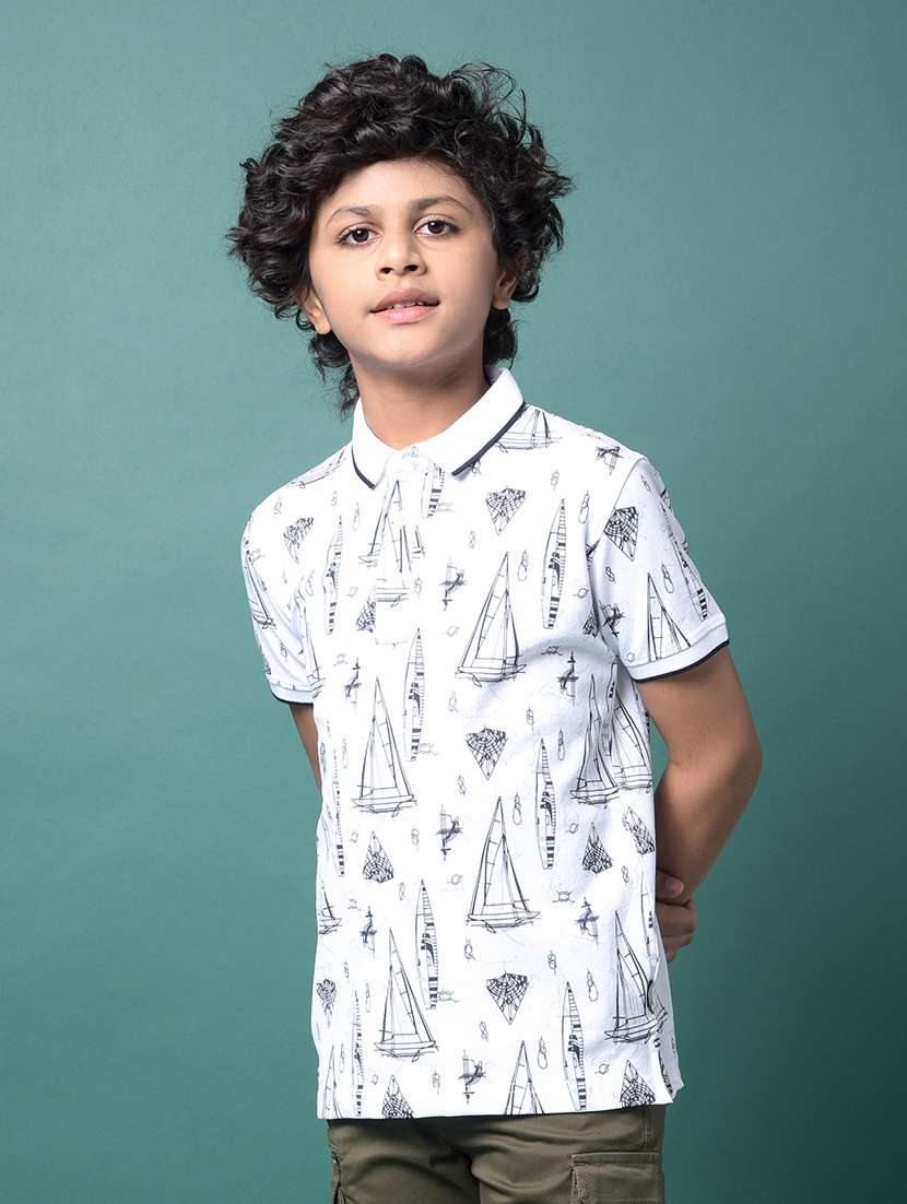 boys printed short sleeve regular fit polo t-shirt - 21956762 -  Standard Image - 1