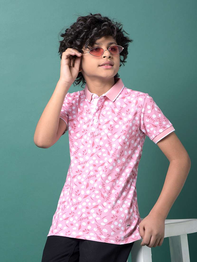 boys printed short sleeve regular fit polo t-shirt