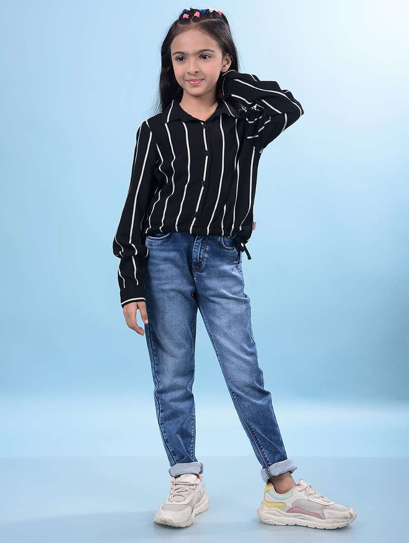 girls striped collared long sleeve shirt style top - 21956786 -  Standard Image - 4