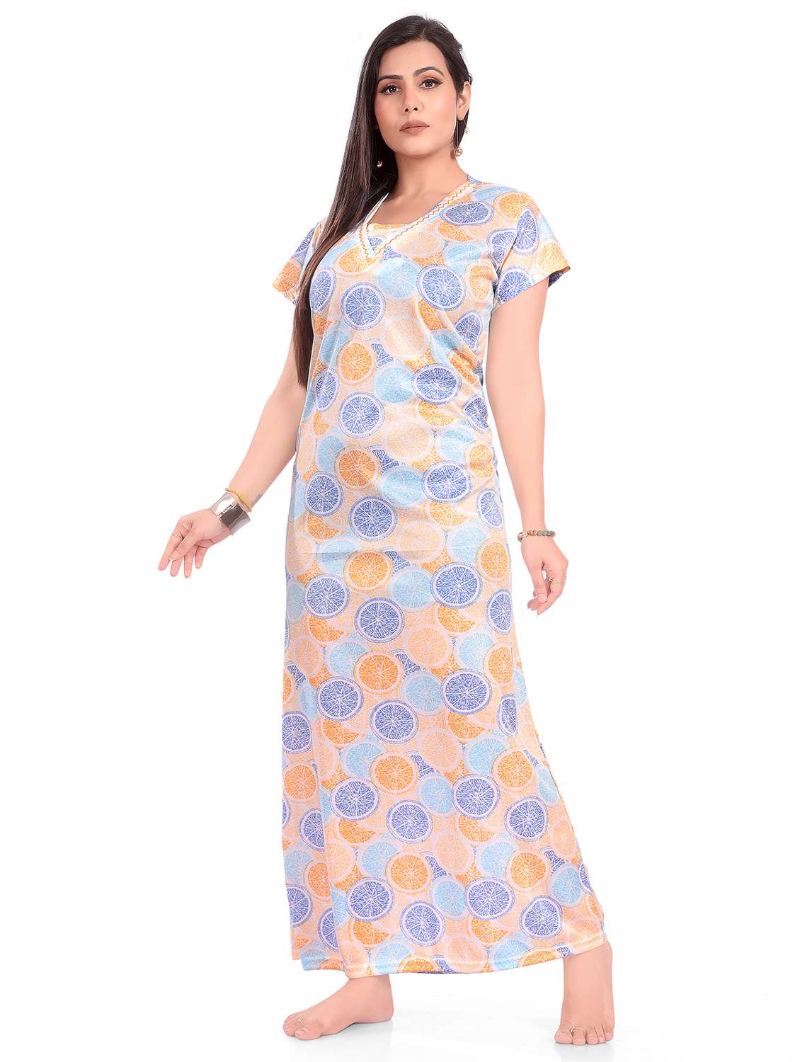 women multi colored short sleeve nighty - 21956795 -  Standard Image - 1