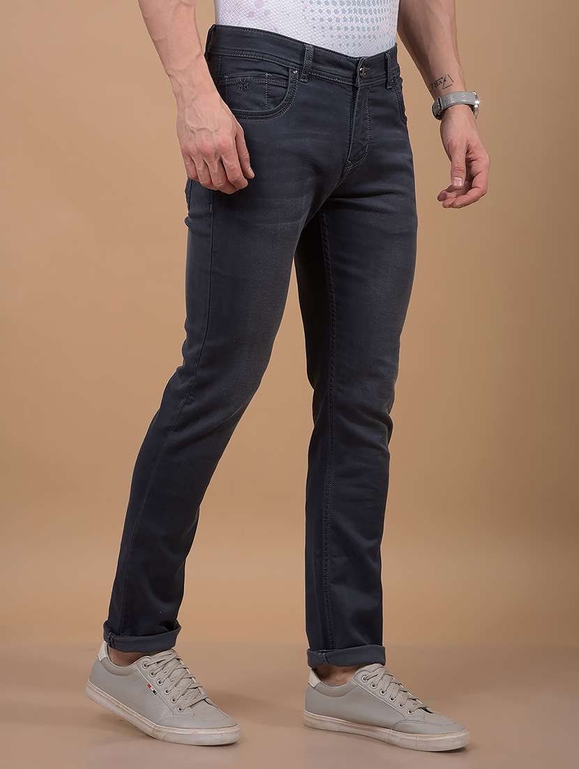 men grey washed mid rise full length jeans - 21956808 - Standard Image - 1